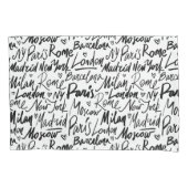 Handgeschreven beroemde steden van het Wereld Patr Kussensloop (Voorkant)