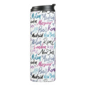 Handgeschreven beroemde steden van het Wereld Patr Thermosbeker (Gedraaid links)