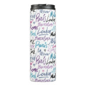 Handgeschreven beroemde steden van het Wereld Patr Thermosbeker (Achterkant)