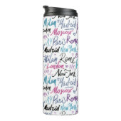 Handgeschreven beroemde steden van het Wereld Patr Thermosbeker (Geroteerd rechts)