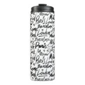 Handgeschreven beroemde steden van het Wereld Patr Thermosbeker (Voorkant)