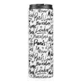 Handgeschreven beroemde steden van het Wereld Patr Thermosbeker (Achterkant)