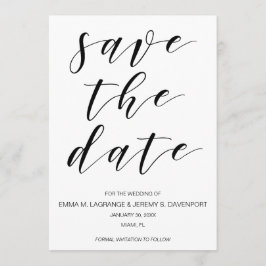 Handgeschreven bewaar de datumkaart | zwart-wit save the date