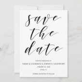 Handgeschreven bewaar de datumkaart | zwart-wit save the date (Voorkant)