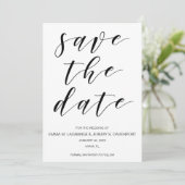 Handgeschreven bewaar de datumkaart | zwart-wit save the date (Staand voorkant)