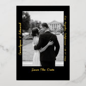 Handgeschreven Black Gold Wedding Save the Date Folie Uitnodiging (Voorkant)
