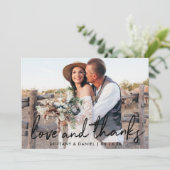 Handgeschreven Black Script Love and Bedankt Weddi (Staand voorkant)