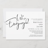 Handgeschreven Black White Engagement Party Kaart (Voorkant)