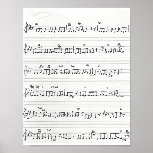 Handgeschreven blad Music Song Poster (Voorkant)