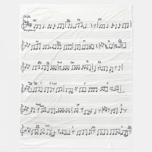Handgeschreven blad Muziek Song Muzieknoten Fleece Deken (Voorkant)