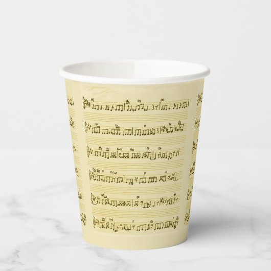 Handgeschreven Bladmuziek Liednoten Antiek Ivoor Papieren Bekers (Links)