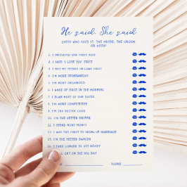 Handgeschreven blauw Hij zei dat ze Kaart zei