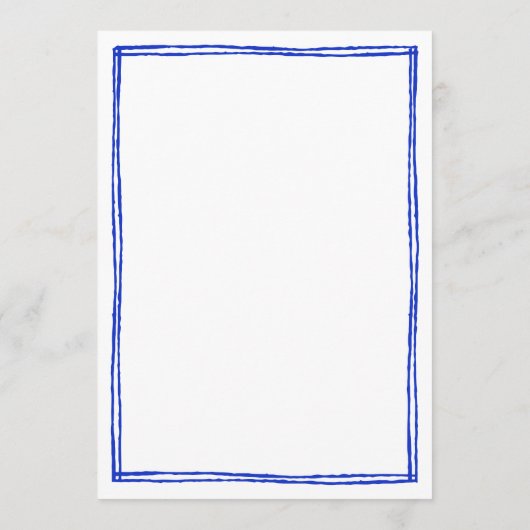 Handgeschreven Blauwe Franse Bruiloft Tafel Menu (Achterkant)