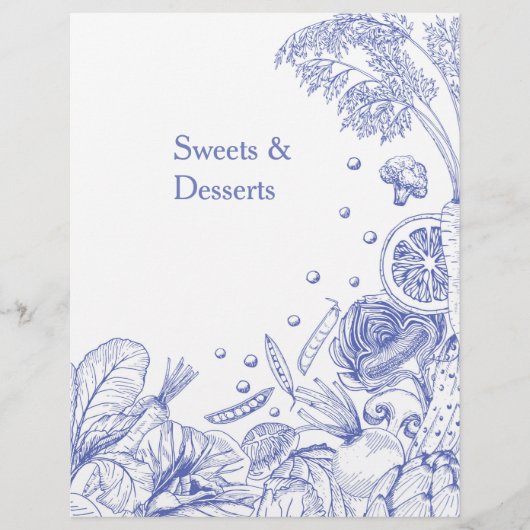 Handgeschreven blauwe groenten Recipcategorie (Voorkant)