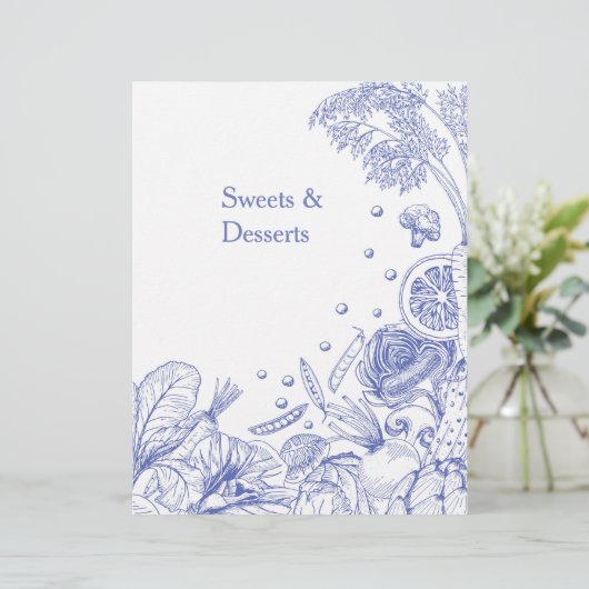 Handgeschreven blauwe groenten Recipcategorie (Staand voorkant)