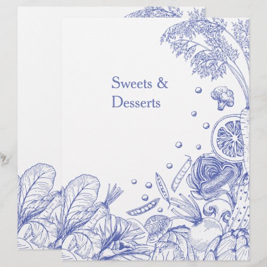 Handgeschreven blauwe groenten Recipcategorie (Voorkant / Achterkant)