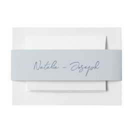 Handgeschreven blauwe leuke kalligrafie boho bruil uitnodigingen wikkel