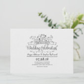 Handgeschreven bloemen moderne casual bruiloft uit kaart (Staand voorkant)