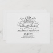 Handgeschreven bloemen moderne casual bruiloft uit kaart (Voorkant / Achterkant)