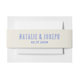 Handgeschreven Blue Bold Retro Quirky Wedding Uitnodigingen Wikkel