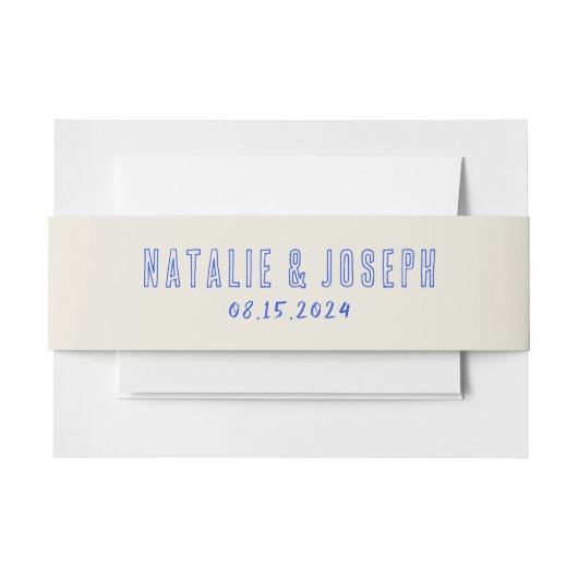 Handgeschreven Blue Bold Retro Quirky Wedding Uitnodigingen Wikkel (Voorkant Voorbeeld)