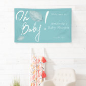 Handgeschreven Blue Boy Oh Baby shower Welkom Spandoek (Insitu)