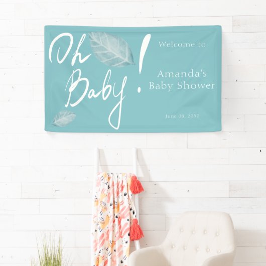Handgeschreven Blue Boy Oh Baby shower Welkom Spandoek (Insitu)