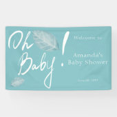 Handgeschreven Blue Boy Oh Baby shower Welkom Spandoek (Horizontaal)