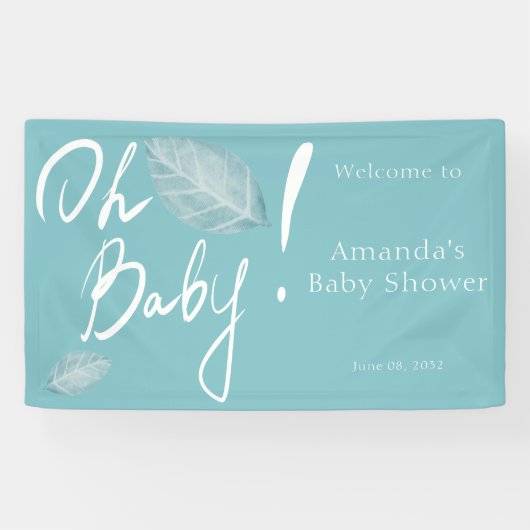 Handgeschreven Blue Boy Oh Baby shower Welkom Spandoek (Horizontaal)