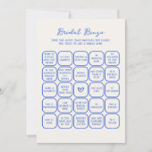 Handgeschreven Blue Bridal Bingo Kaart (Voorkant)