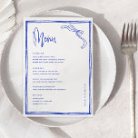 Handgeschreven Blue French Wedding Table Menu<br><div class="desc">Handgeschreven Kaarten voor Franse weddenschappen Flat Menu Elegant Calligraphy Eat and Drink Wedding Menus | Eenvoudige kalligrafie Rustic Wedding Menus Wedding Menus,  Rustic Wedding Menu,  Floral Wedidng Menu,  Wedding Table Menu</div>