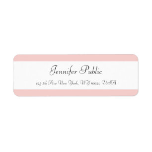 Handgeschreven Blush Pink White Minimalist Sjabloo Etiket
