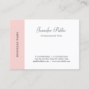 Handgeschreven Blush Pink White Simple Elegant Visitekaartje