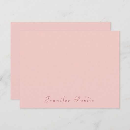 Handgeschreven Blush Roze Moderne Sjabloon Elegant (Voorkant / Achterkant)