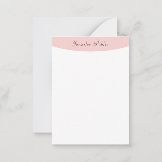 Handgeschreven Blush roze witte legant moderne Notitiekaartje (Achterkant)