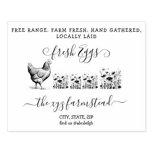 Handgeschreven Boerderij Ei bedrijf Stempel (Afrduk)