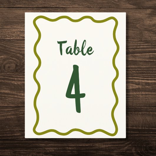 Handgeschreven Bold Wavy Border Bruiloft Tafelnumm