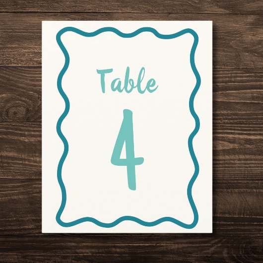 Handgeschreven Bold Wavy Border Bruiloft Tafelnumm
