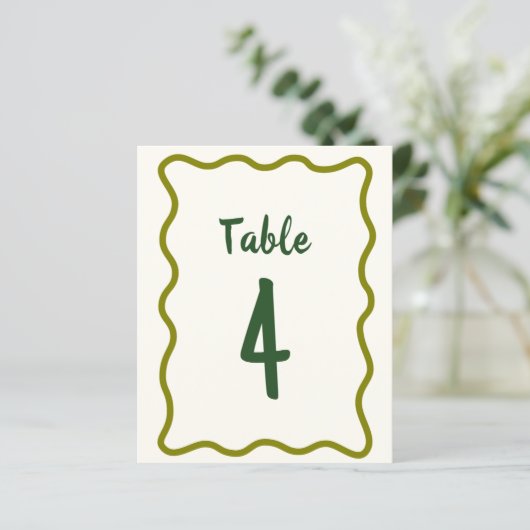 Handgeschreven Bold Wavy Border Bruiloft Tafelnumm (Staand voorkant)