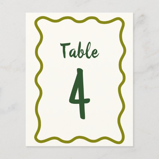 Handgeschreven Bold Wavy Border Bruiloft Tafelnumm (Voorkant)
