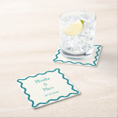 Handgeschreven Bold Whimsical Wavy Border Bruiloft Kartonnen Onderzetters (Insitu)