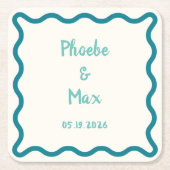 Handgeschreven Bold Whimsical Wavy Border Bruiloft Kartonnen Onderzetters (Voorkant)