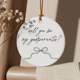 Handgeschreven Boog Voorstel voor Peetouders Keramisch Ornament