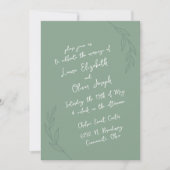 Handgeschreven Botanische Groene Bruiloft Uitnodig Kaart (Voorkant)