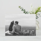 Handgeschreven botanische groene twee foto dank u aankondiging (Staand voorkant)