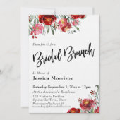 Handgeschreven Bridal Brunch Burgundy Red Flowers Kaart (Voorkant)