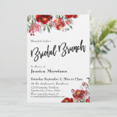 Handgeschreven Bridal Brunch Burgundy Red Flowers Kaart (Staand voorkant)