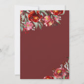 Handgeschreven Bridal Brunch Burgundy Red Flowers Kaart (Achterkant)