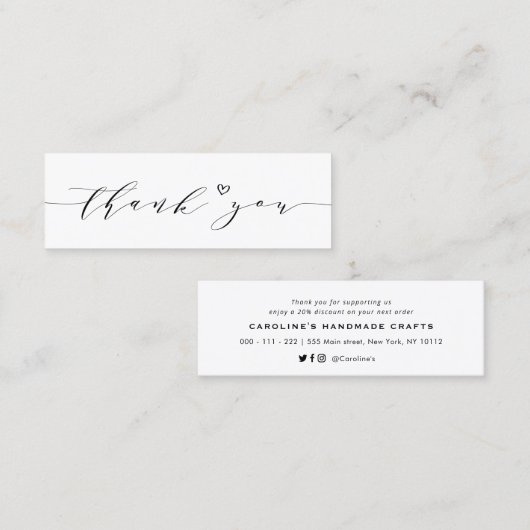 handgeschreven brief dank u tussenvoegsel mini visitekaartje (Voorkant / Achterkant)