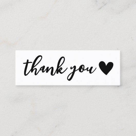 handgeschreven briefing hart dank u tussenkomst mini visitekaartje (Voorkant)